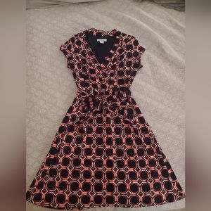 Liz Claiborne Geometric Orange and Navy Dress Size 10